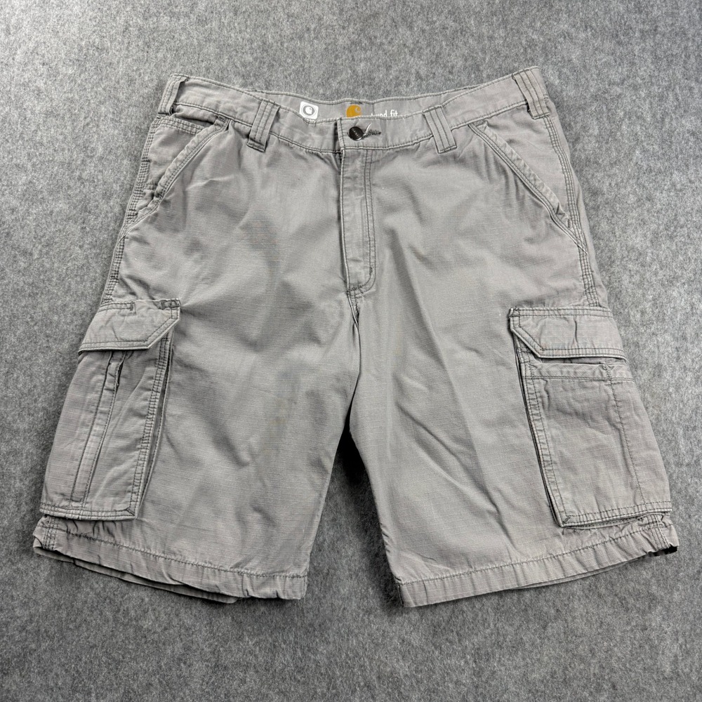 Carhartt Force Mens Cargo Shorts Size 35  Grey‎ Ripstop Relaxed Fit Utility